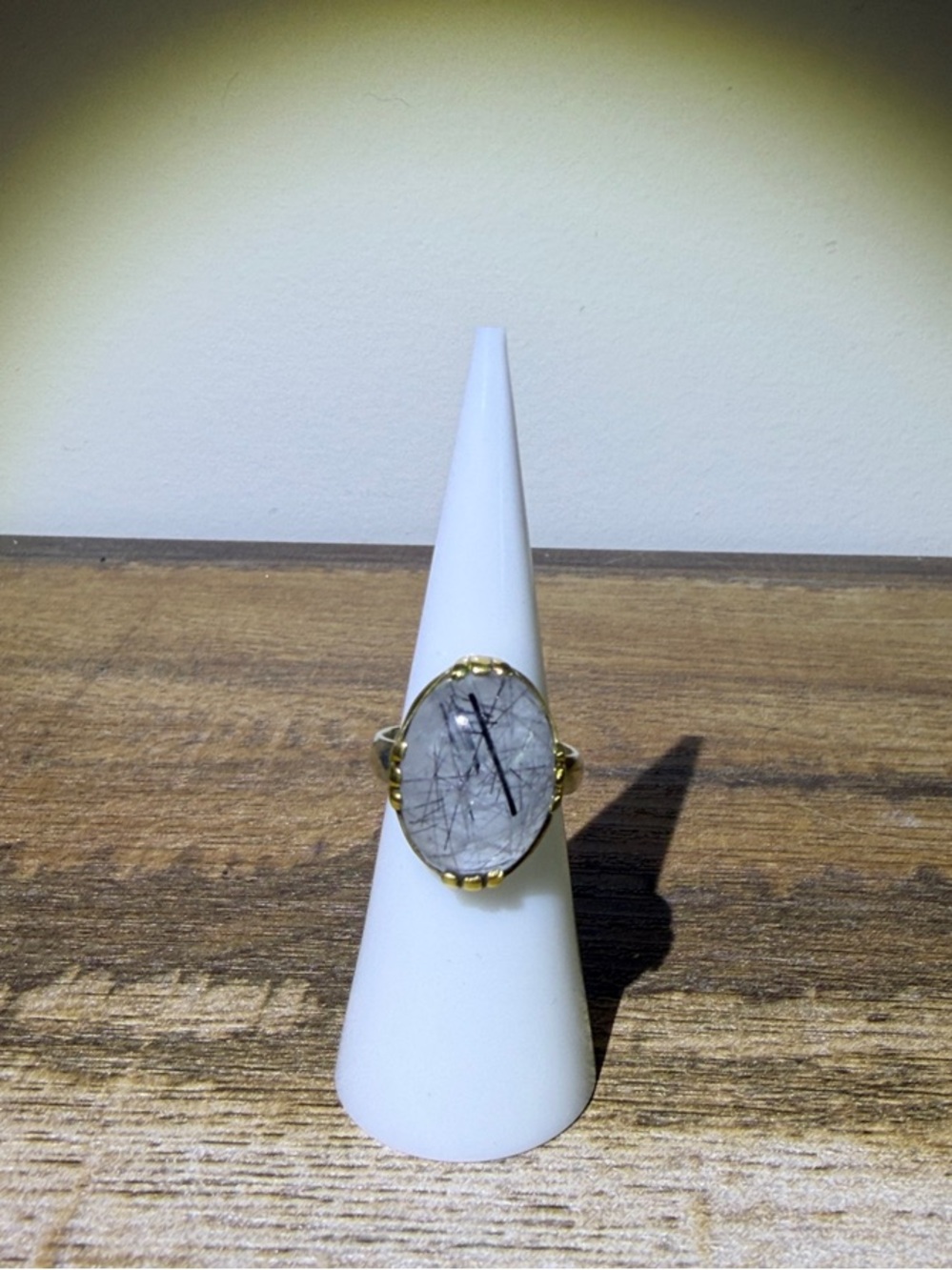 Black Rutile in Quartz Ring